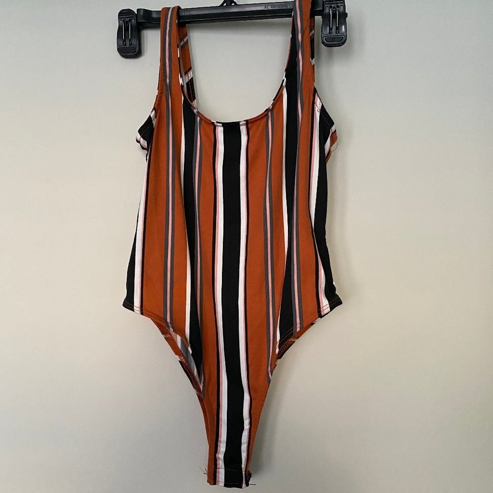 Rust & Black Striped Bodysuit